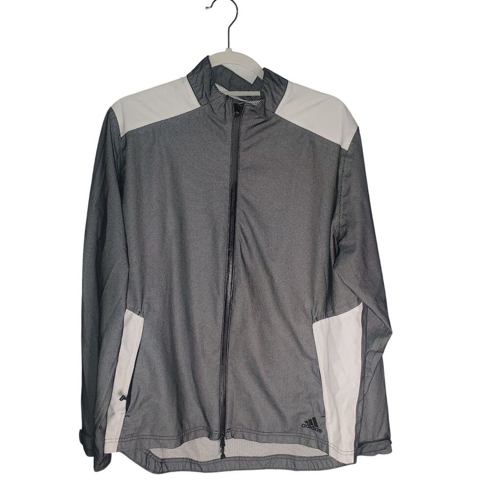 adidas RAIN.RDY Mens Golf Rain Jacket Size M Gray Black White Waterproof NO HOOD